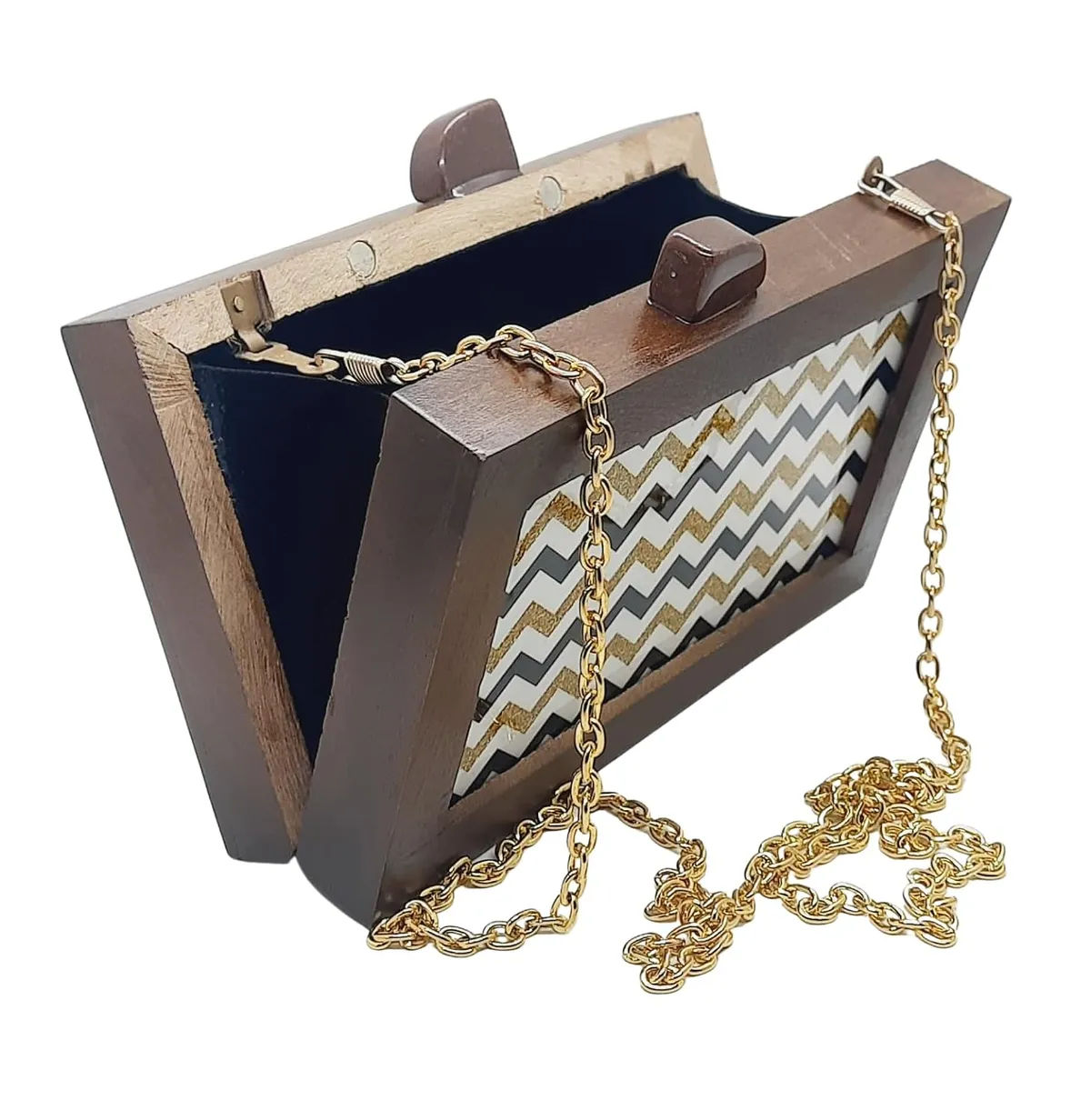 Tara Brown Wooden Slim Rectangular Clutch Bag